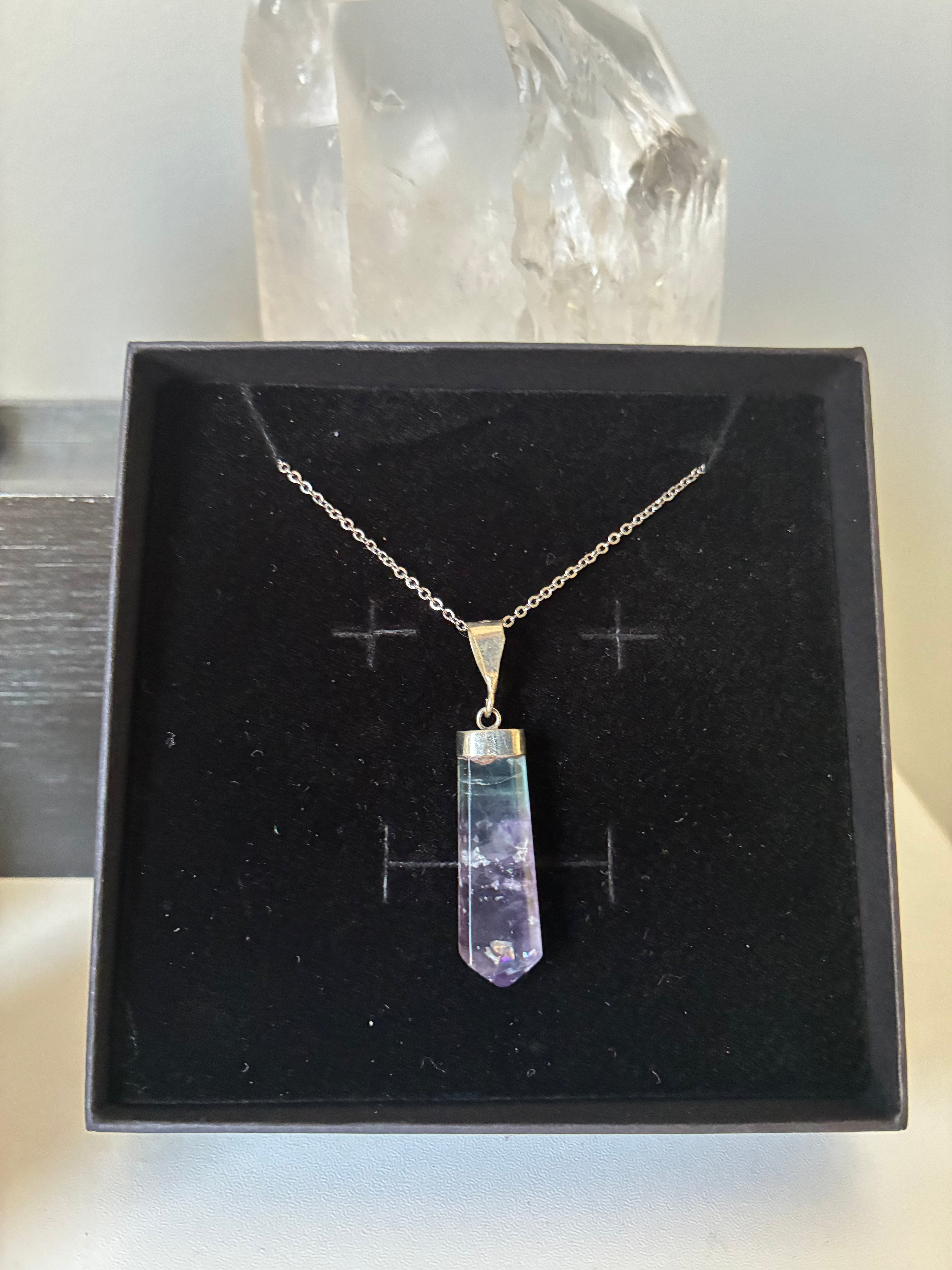 Rainbow Flourite Pendant & Chain