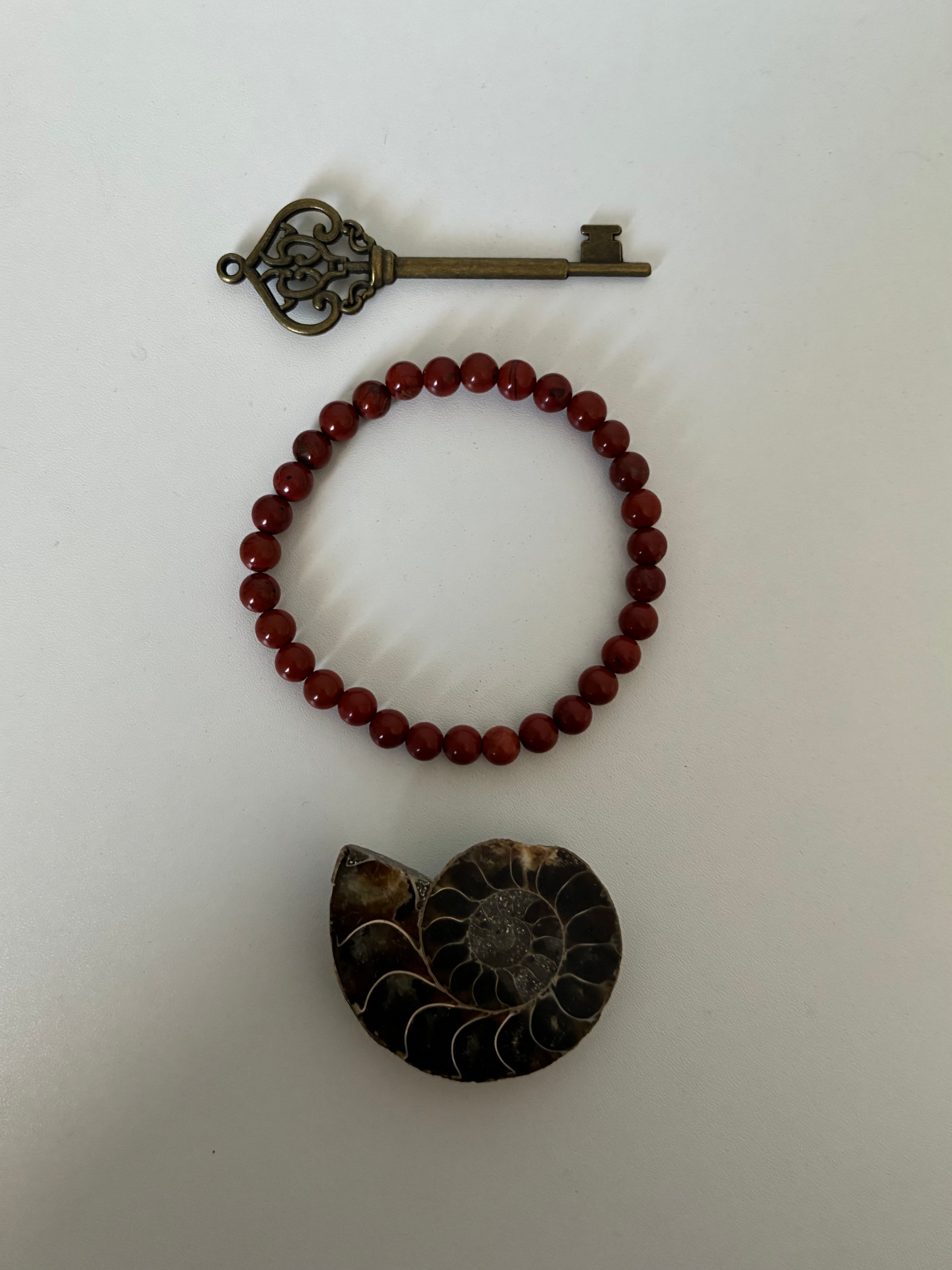 Red Jasper, Ammonite, & Skeleton Key Trio